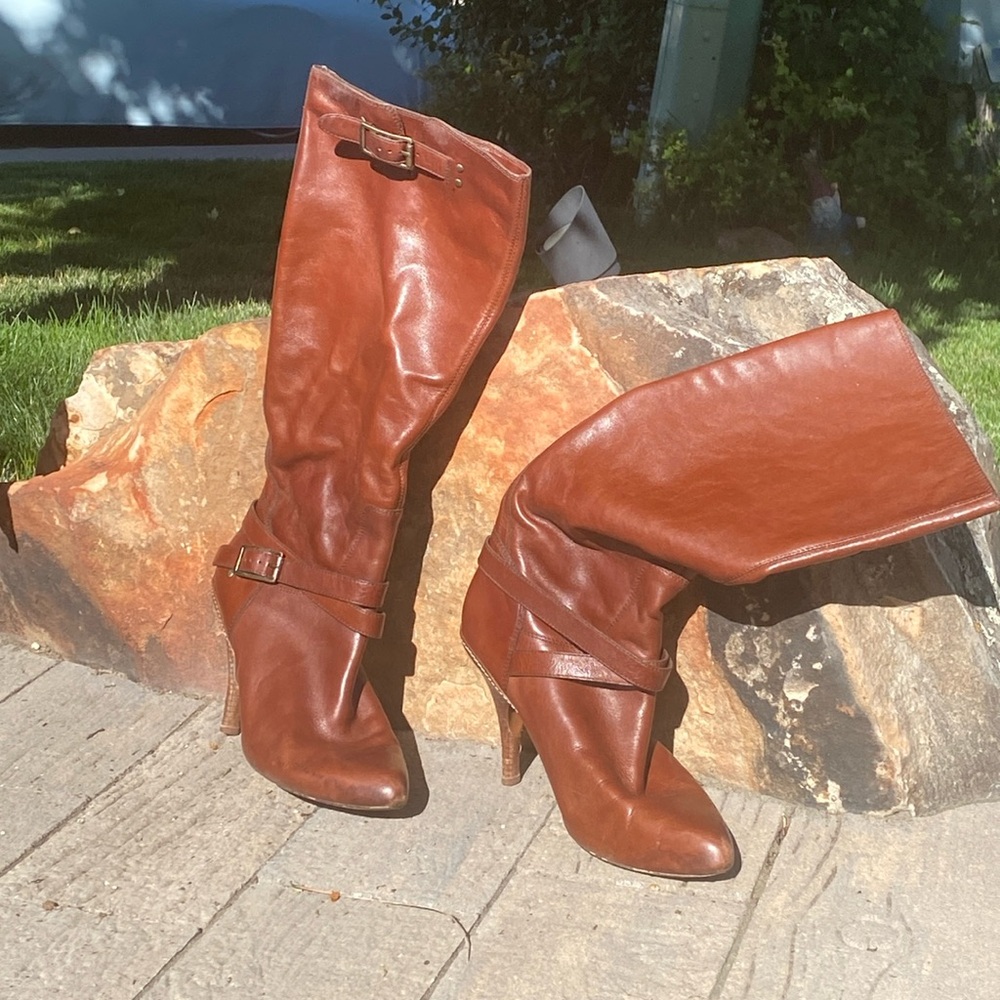Cole Haan Cassidy Air Boot Nike Air Tall leather boots size 9.5 Cognac
